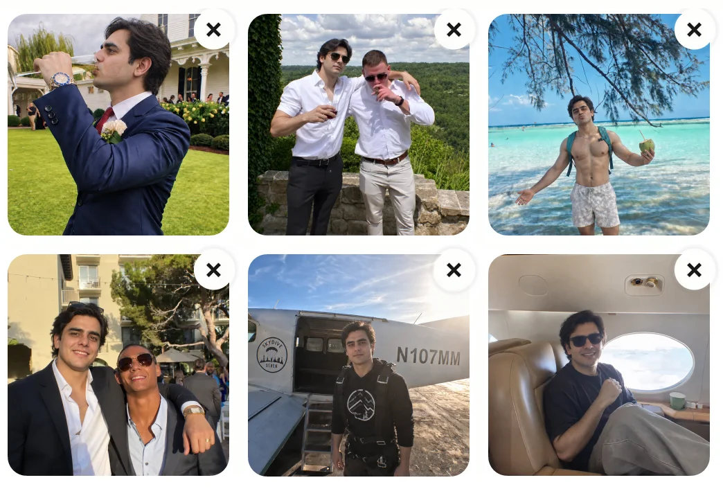The six photos in Hinge's Edit Profile screen
